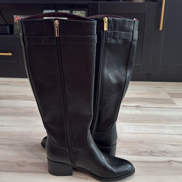Tommy Hilfiger Imina Leather Knee High Boots in Black - Picture 4 of 9